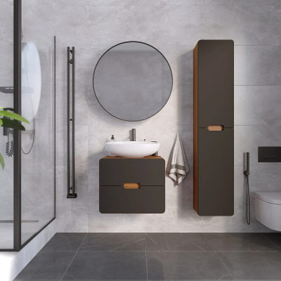 Тумба под раковину 1MarKa Vortex 60П Ц0000033058 подвесная цвет Орех ноче тортона Монолит найт