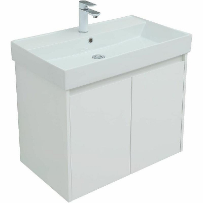 Тумба под раковину Aquanet Nova Lite 75 298850 подвесная Белая глянцевая