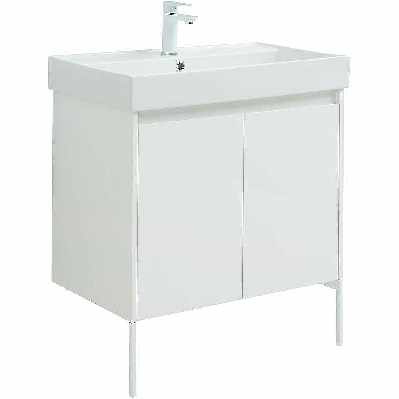 Тумба под раковину Aquanet Nova Lite 75 298850 подвесная Белая глянцевая, купить, цена, заказать, магазин, доставка, скидка, промокод, купить, цена, заказать, магазин, доставка, скидка, промокод
