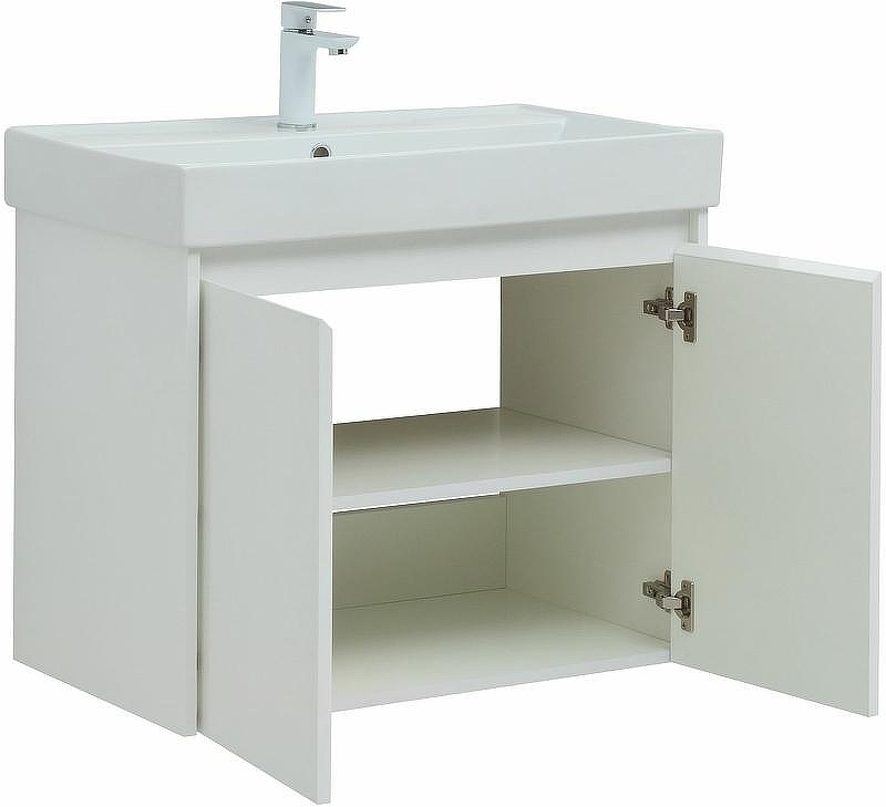 Тумба под раковину Aquanet Nova Lite 75 298850 подвесная Белая глянцевая, купить, цена, заказать, магазин, доставка, скидка, промокод, купить, цена, заказать, магазин, доставка, скидка, промокод
