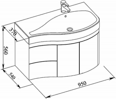Тумба под раковину Aquanet Сопрано 95 R 169633 подвесная Белая