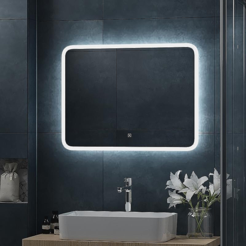 Зеркало Континент Bruno 800х600 ЗЛП2161 с подсветкой с сенсорным выключателем с диммером, купить, цена, заказать, магазин, доставка, скидка, промокод, купить, цена, заказать, магазин, доставка, скидка, промокод