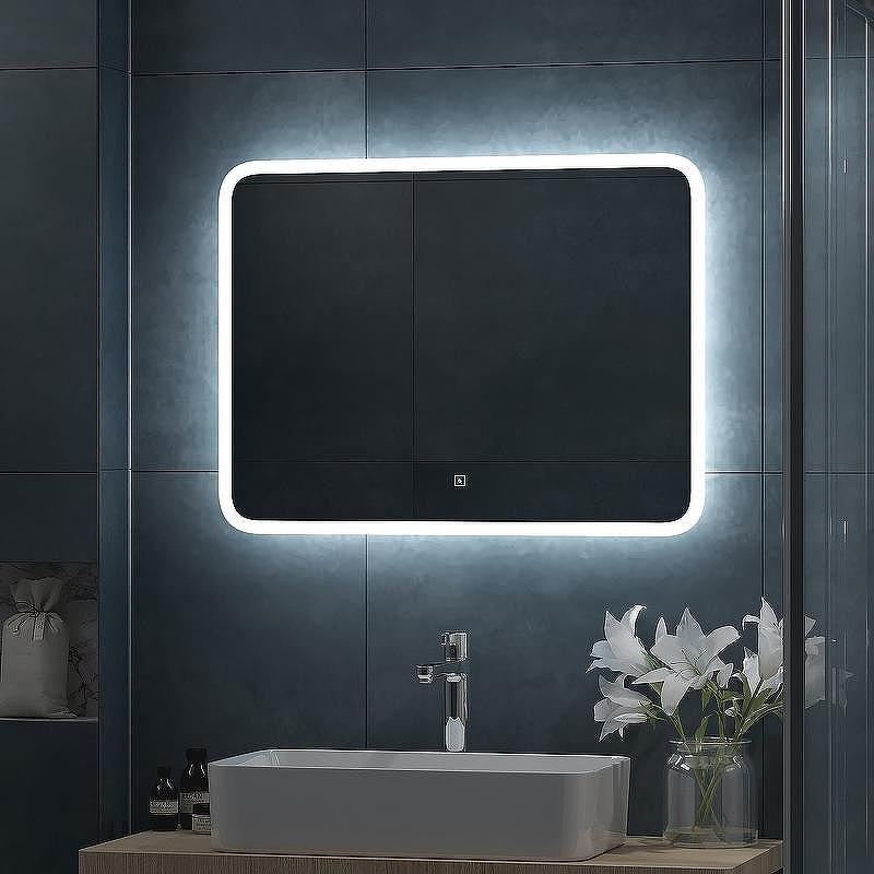 Зеркало Континент Bruno 800х600 ЗЛП2161 с подсветкой с сенсорным выключателем с диммером, купить, цена, заказать, магазин, доставка, скидка, промокод, купить, цена, заказать, магазин, доставка, скидка, промокод