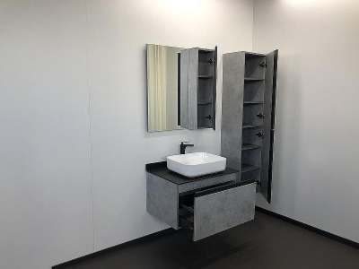 Зеркало со шкафом Comforty Эдинбург 75 00004149063 Бетон светлый