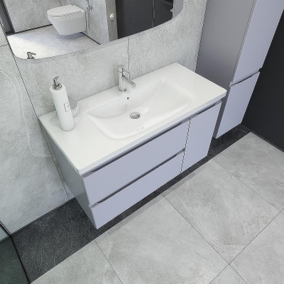 Тумба под раковину Caprigo Forte 100 36115R-SF028 подвесная Серая матовая