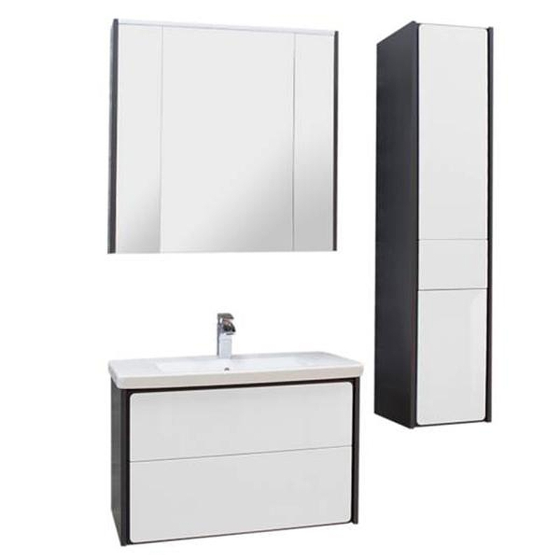 Зеркальный шкаф Roca Ronda 80 ZRU9302970 с подсветкой Белый глянец Антрацит, купить, цена, заказать, магазин, доставка, скидка, промокод, купить, цена, заказать, магазин, доставка, скидка, промокод