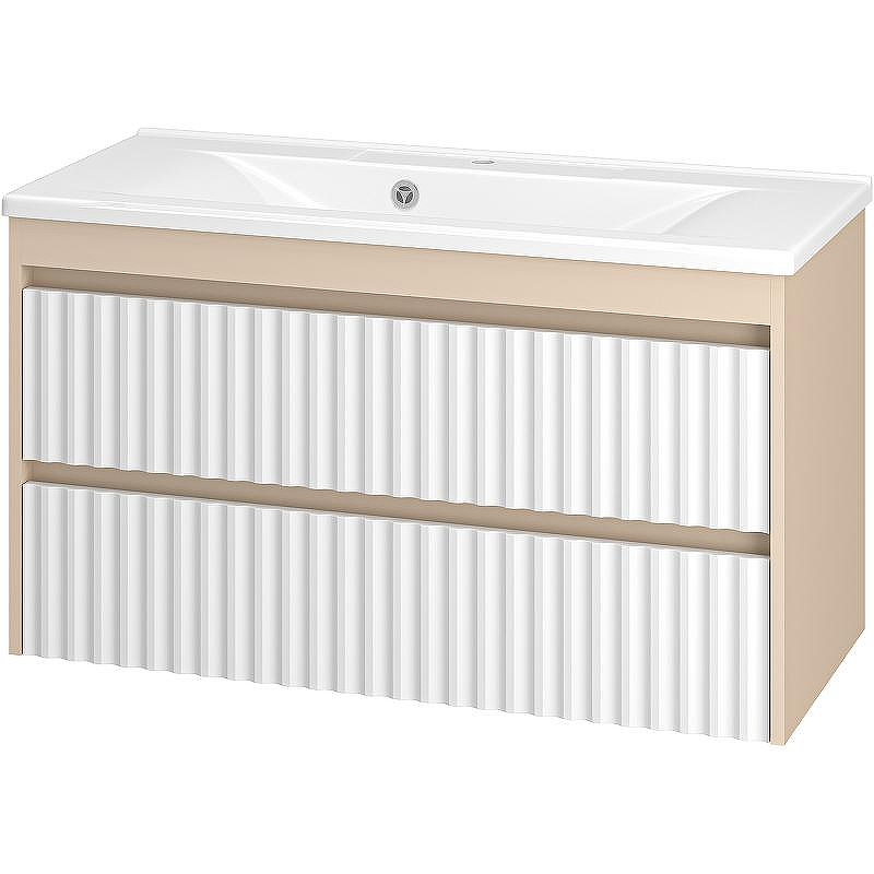 Тумба с раковиной Brevita Balaton 100 УТ000023726 подвесная Белая матовая Бежевая матовая, купить, цена, заказать, магазин, доставка, скидка, промокод, купить, цена, заказать, магазин, доставка, скидка, промокод