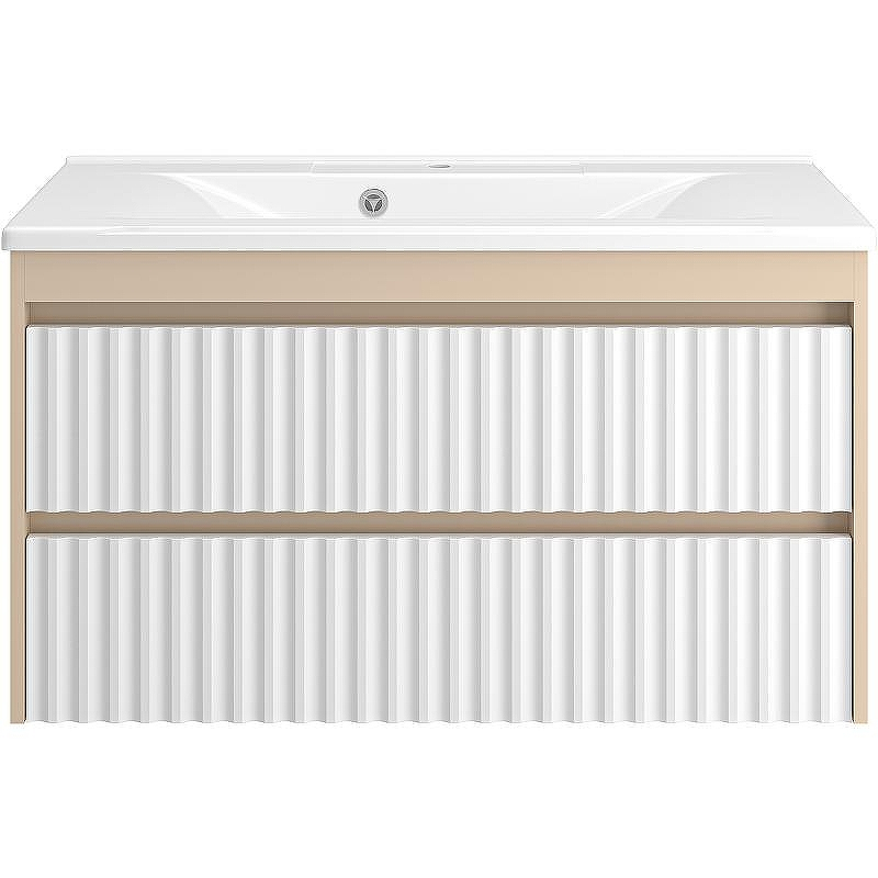 Тумба с раковиной Brevita Balaton 100 УТ000023726 подвесная Белая матовая Бежевая матовая, купить, цена, заказать, магазин, доставка, скидка, промокод, купить, цена, заказать, магазин, доставка, скидка, промокод