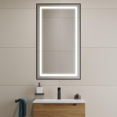 Зеркало BelBagno Kraft 50 SPC-KRAFT-500-900-SENS-NERO с подсветкой Черное с сенсорным выключателем