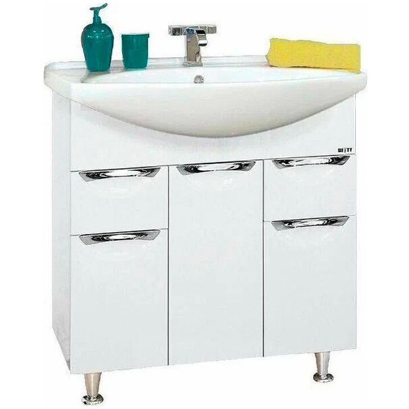 Тумба с раковиной Misty Орхидея 75 СО000006651 с бельевой корзиной Белая, купить, цена, заказать, магазин, доставка, скидка, промокод, купить, цена, заказать, магазин, доставка, скидка, промокод