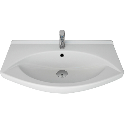 Тумба с раковиной Misty Орхидея 75 СО000006651 с бельевой корзиной Белая