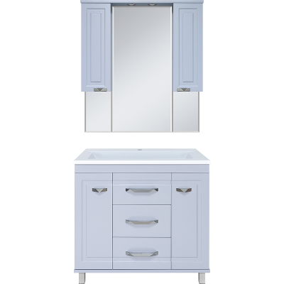 Зеркало со шкафом Misty Терра 90 П-Тер02090-0501 с подсветкой Серое матовое