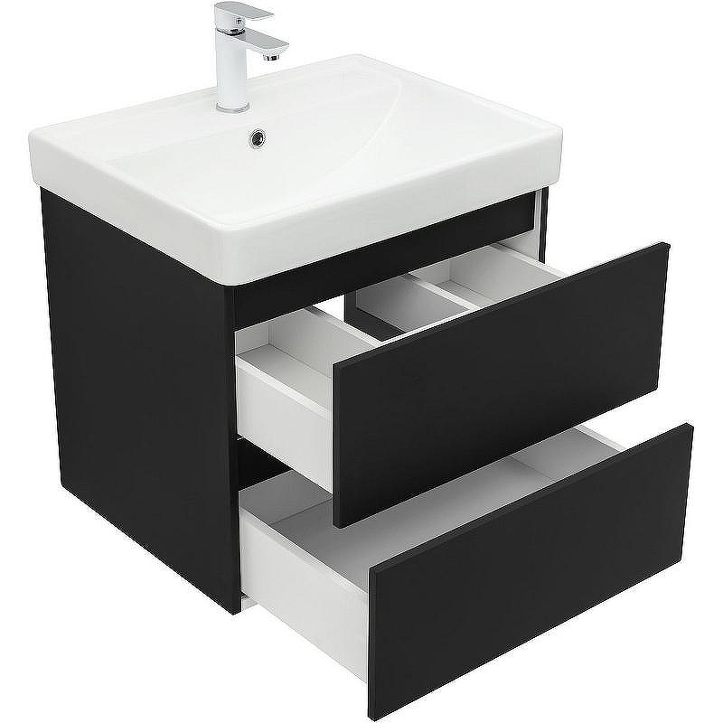 Тумба под раковину Aquanet Вега 2.0 60 337953 подвесная Черная матовая, купить, цена, заказать, магазин, доставка, скидка, промокод, купить, цена, заказать, магазин, доставка, скидка, промокод