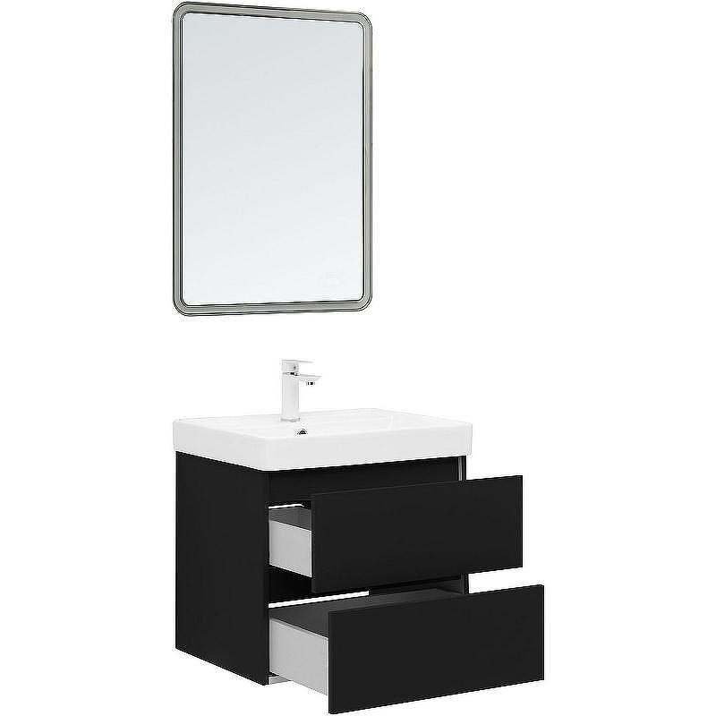 Тумба под раковину Aquanet Вега 2.0 60 337953 подвесная Черная матовая, купить, цена, заказать, магазин, доставка, скидка, промокод, купить, цена, заказать, магазин, доставка, скидка, промокод