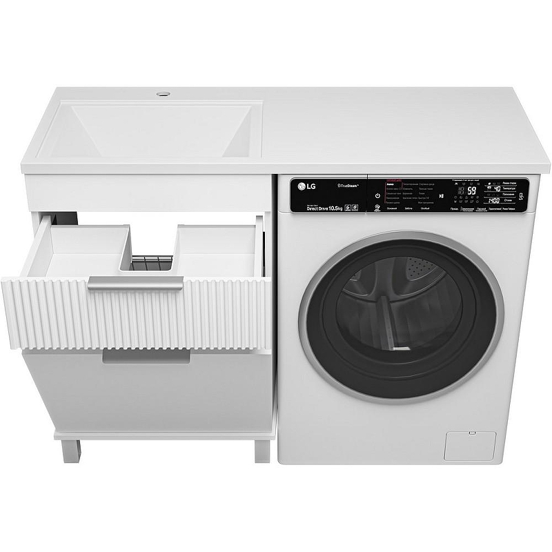 Тумба под раковину Brevita Enfida 120 ENF-07060-011Я с бельевой корзиной Белая матовая, купить, цена, заказать, магазин, доставка, скидка, промокод, купить, цена, заказать, магазин, доставка, скидка, промокод