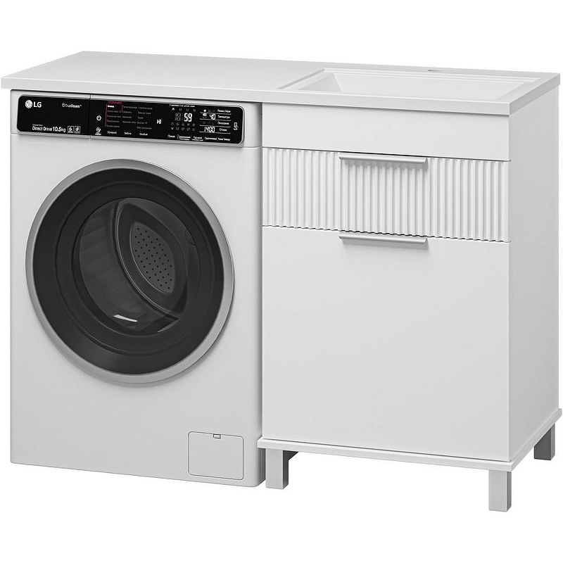 Тумба под раковину Brevita Enfida 120 ENF-07060-011Я с бельевой корзиной Белая матовая, купить, цена, заказать, магазин, доставка, скидка, промокод, купить, цена, заказать, магазин, доставка, скидка, промокод