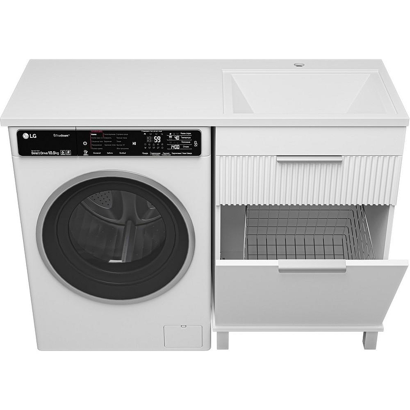 Тумба под раковину Brevita Enfida 120 ENF-07060-011Я с бельевой корзиной Белая матовая, купить, цена, заказать, магазин, доставка, скидка, промокод, купить, цена, заказать, магазин, доставка, скидка, промокод