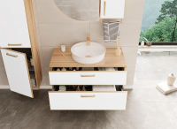 Тумба под раковину Orka Salerno 96 3008782 подвесная цвет Белый матовый Светлое дерево, купить, цена, заказать, магазин, доставка, скидка, промокод, купить, цена, заказать, магазин, доставка, скидка, промокод