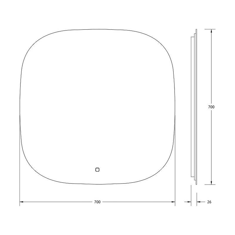 Зеркало Defesto Opti 70х70 DF 2860S с подсветкой 18W-3000K/Сенсорный выключатель/Теплый белый свет, купить, цена, заказать, магазин, доставка, скидка, промокод, купить, цена, заказать, магазин, доставка, скидка, промокод