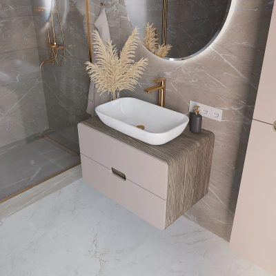 Тумба под раковину 1MarKa Vortex 100П Ц0000033059 подвесная цвет Орех каньон коньяк Латте фактурный