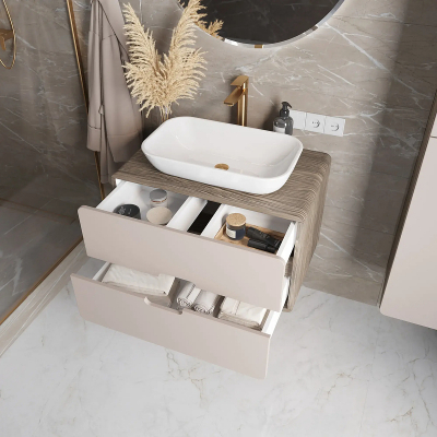 Тумба под раковину 1MarKa Vortex 100П Ц0000033059 подвесная цвет Орех каньон коньяк Латте фактурный