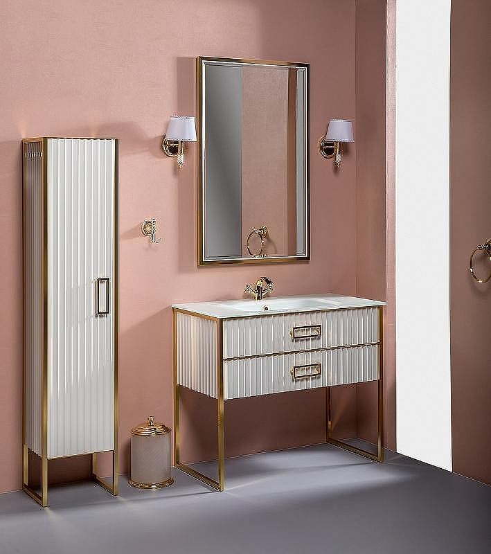 Тумба под раковину Boheme Armadi Art Monaco 100 866-100-WG Белый глянец Золото, купить, цена, заказать, магазин, доставка, скидка, промокод, купить, цена, заказать, магазин, доставка, скидка, промокод