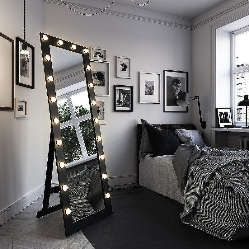 Зеркало Континент 600х1750 ЗГП45 гримерное с подсветкой Черное с механическим выключателем, купить, цена, заказать, магазин, доставка, скидка, промокод, купить, цена, заказать, магазин, доставка, скидка, промокод