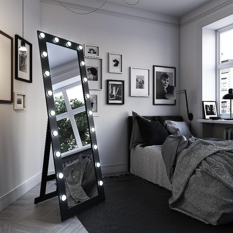 Зеркало Континент 600х1750 ЗГП45 гримерное с подсветкой Черное с механическим выключателем, купить, цена, заказать, магазин, доставка, скидка, промокод, купить, цена, заказать, магазин, доставка, скидка, промокод