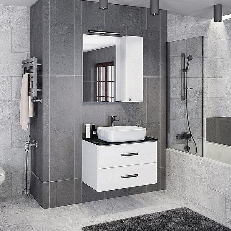 Тумба с раковиной Comforty Амстердам 95 00-00014001 подвесная Белая глянцевая Калакатта Блэк, купить, цена, заказать, магазин, доставка, скидка, промокод, купить, цена, заказать, магазин, доставка, скидка, промокод