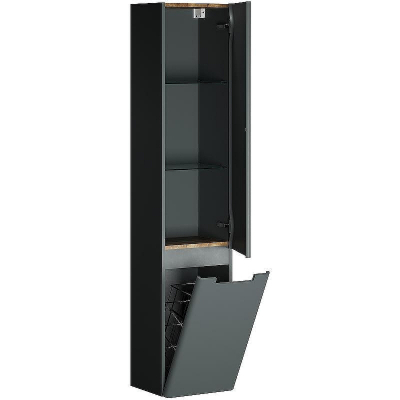 Шкаф пенал Creto Bravo 35 22-BrG35 подвесной с бельевой корзиной Серый