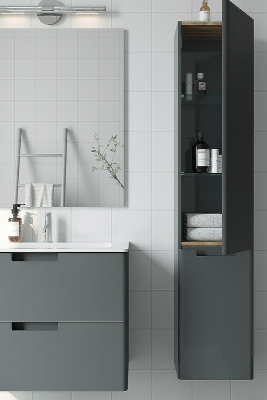 Шкаф пенал Creto Bravo 35 22-BrG35 подвесной с бельевой корзиной Серый