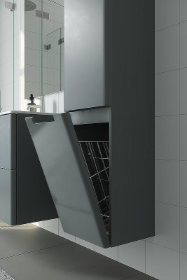 Шкаф пенал Creto Bravo 35 22-BrG35 подвесной с бельевой корзиной Серый