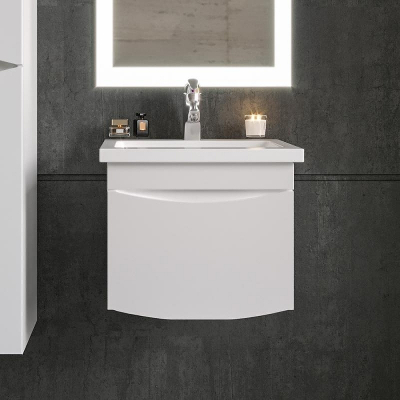 Тумба под раковину Бриклаер Вега 50 4627125414046 подвесная Белый глянец