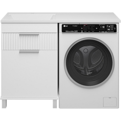 Тумба с раковиной Brevita Enfida 120 L УТ000024652 с бельевой корзиной Белая матовая