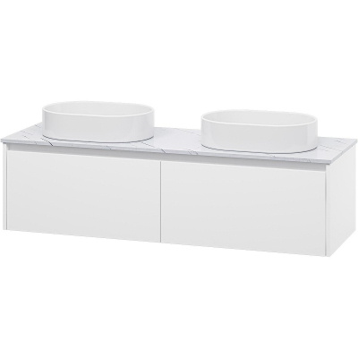 Тумба с раковиной Misty Виста 150 УТ000025083 подвесная Белая матовая Светлый мрамор