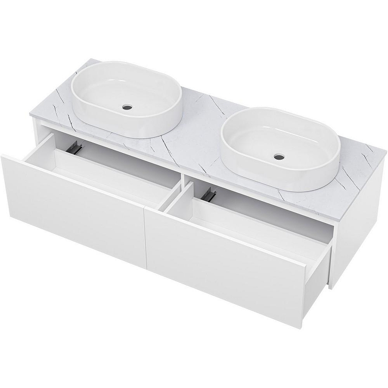 Тумба с раковиной Misty Виста 150 УТ000025083 подвесная Белая матовая Светлый мрамор, купить, цена, заказать, магазин, доставка, скидка, промокод, купить, цена, заказать, магазин, доставка, скидка, промокод