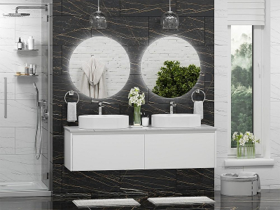 Тумба с раковиной Misty Виста 150 УТ000025083 подвесная Белая матовая Светлый мрамор