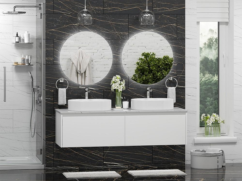 Тумба с раковиной Misty Виста 150 УТ000025083 подвесная Белая матовая Светлый мрамор, купить, цена, заказать, магазин, доставка, скидка, промокод, купить, цена, заказать, магазин, доставка, скидка, промокод