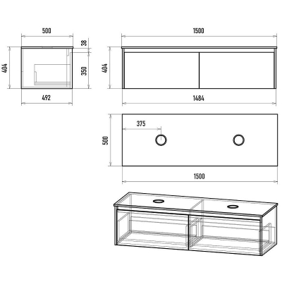 Тумба с раковиной Misty Виста 150 УТ000025083 подвесная Белая матовая Светлый мрамор