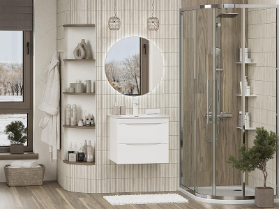 Тумба с раковиной Misty Мираж 60 УТ000025392 подвесная Белая