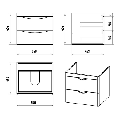 Тумба с раковиной Misty Мираж 60 УТ000025392 подвесная Белая