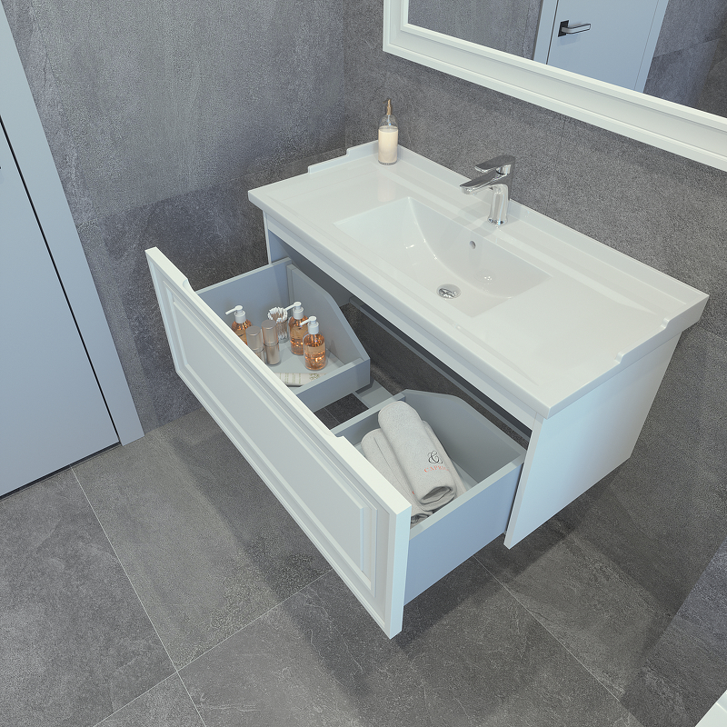 Тумба под раковину Caprigo Ponza 100 13514-B231 подвесная цвет Белый, купить, цена, заказать, магазин, доставка, скидка, промокод, купить, цена, заказать, магазин, доставка, скидка, промокод