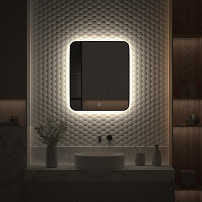 Зеркало Defesto Aura 60х70 DF 2966S с подсветкой 23W-4500K/Сенсорный выключатель/Нейтральный белый свет/Черная рама