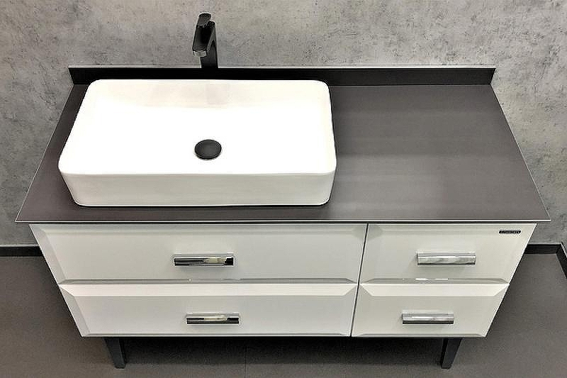 Тумба с раковиной Comforty Империя 120 00-00013788 Белая глянцевая Графит, купить, цена, заказать, магазин, доставка, скидка, промокод, купить, цена, заказать, магазин, доставка, скидка, промокод