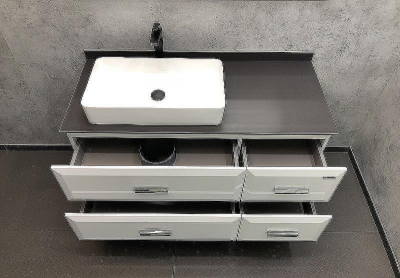 Тумба с раковиной Comforty Империя 120 00-00013788 Белая глянцевая Графит