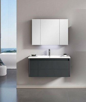 Тумба с раковиной Orka Likya 100 5002489 подвесная Антрацит матовый