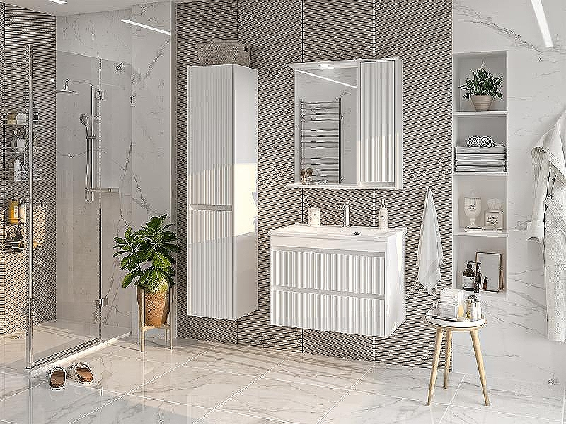 Зеркало со шкафом Brevita Balaton 75 R BAL-04075-01-П с подсветкой Белое матовое, купить, цена, заказать, магазин, доставка, скидка, промокод, купить, цена, заказать, магазин, доставка, скидка, промокод