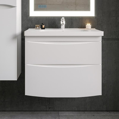 Тумба под раковину Бриклаер Вега 80 4627125414077 подвесная Белый глянец