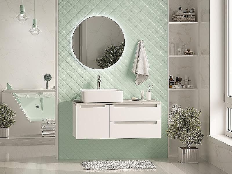 Тумба с раковиной Brevita Cargo 100 УТ000024162 подвесная Белая матовая, купить, цена, заказать, магазин, доставка, скидка, промокод, купить, цена, заказать, магазин, доставка, скидка, промокод