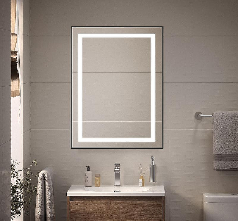 Зеркало BelBagno Kraft 60 SPC-KRAFT-600-800-SENS-NERO с подсветкой Черное с сенсорным выключателем, купить, цена, заказать, магазин, доставка, скидка, промокод, купить, цена, заказать, магазин, доставка, скидка, промокод